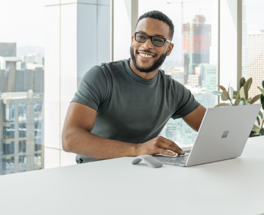 Man working with a laptop