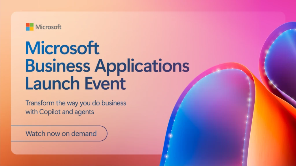Abstract image with the text "Microsoft Business Applications Launch Event"
