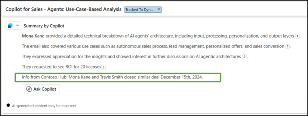 Insights from third party sources displayed on Outlook canvas