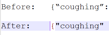 A screenshot showing an edit to quotation marks to make them compatible.