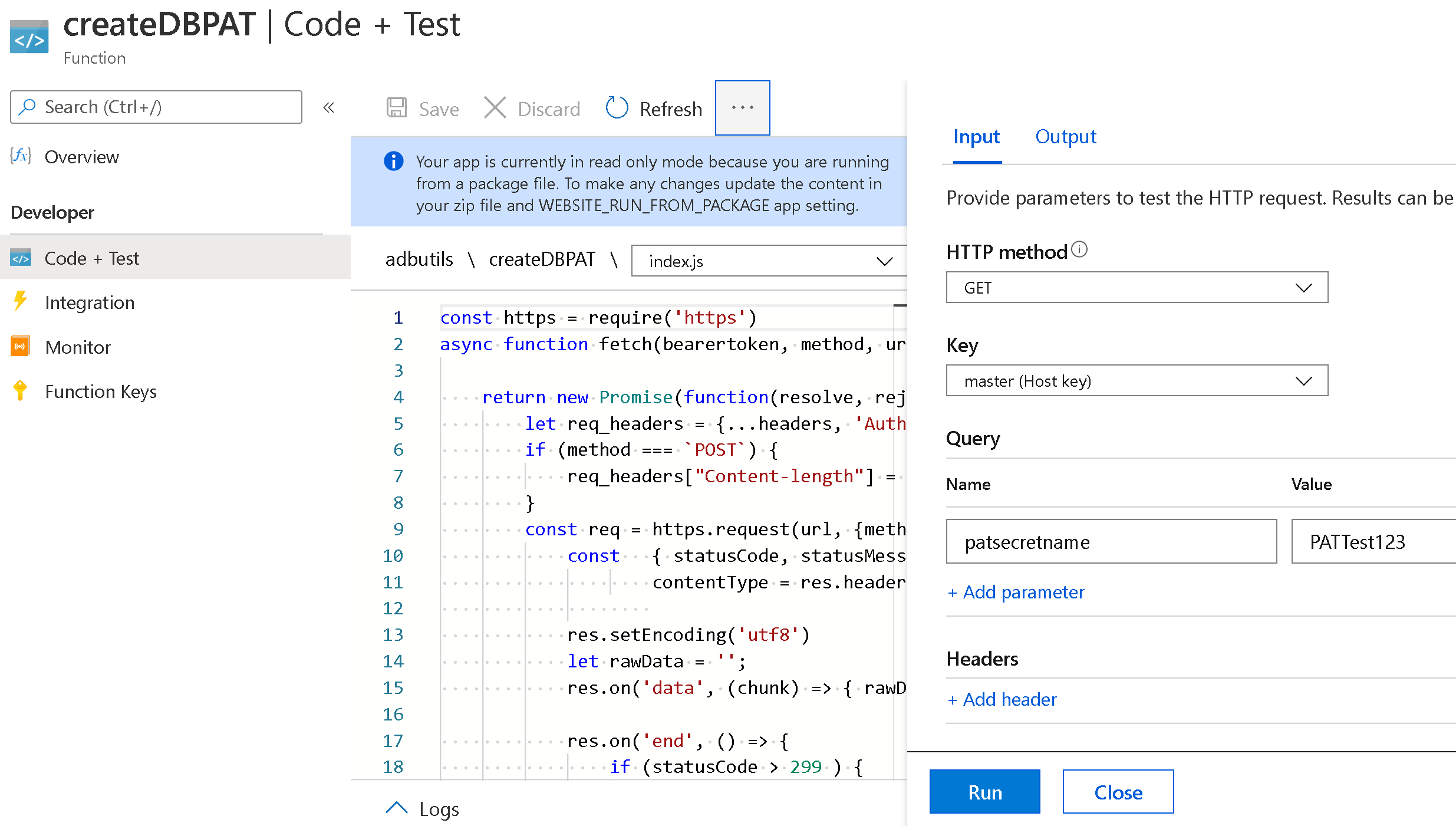 Editing the input on createDBPAT