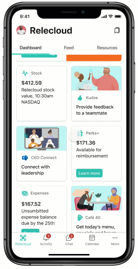 Animated image of phone screen viewing Relecloud dashboard and accepting Daily health check.