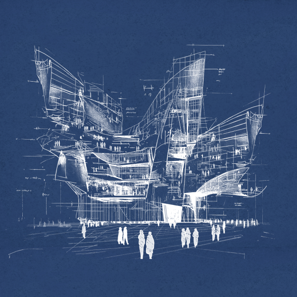 A blueprint of a building