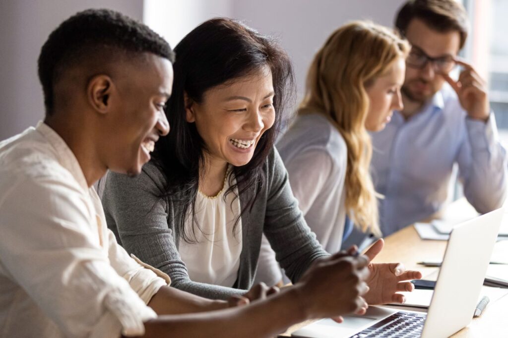 colleagues at computer