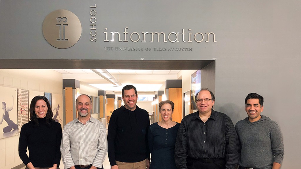 From left to right: Danna Gurari, University of Texas; Ed Cutrell, Microsoft Research; Roy Zimmermann, Microsoft Research; Meredith Ringel Morris, Microsoft Research; Ken Fleischmann, University of Texas; Neel Joshi, Microsoft Research