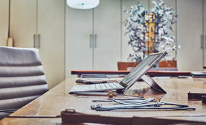 Image of a laptop on a desk.