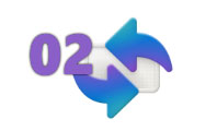 Número 02 en texto morado junto a un icono de actualización.