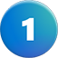 Un círculo azul con el número '1' que indica el paso 1.