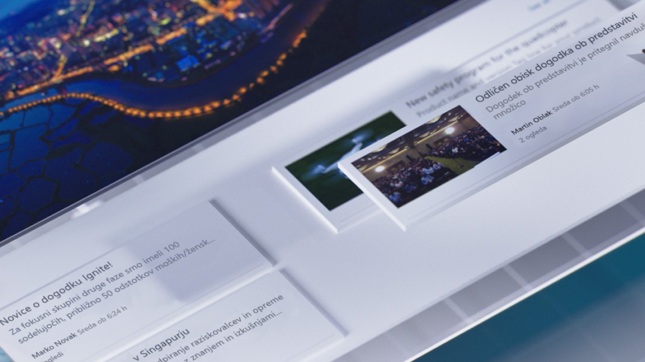Image of SharePoint home sites on a laptop screen.